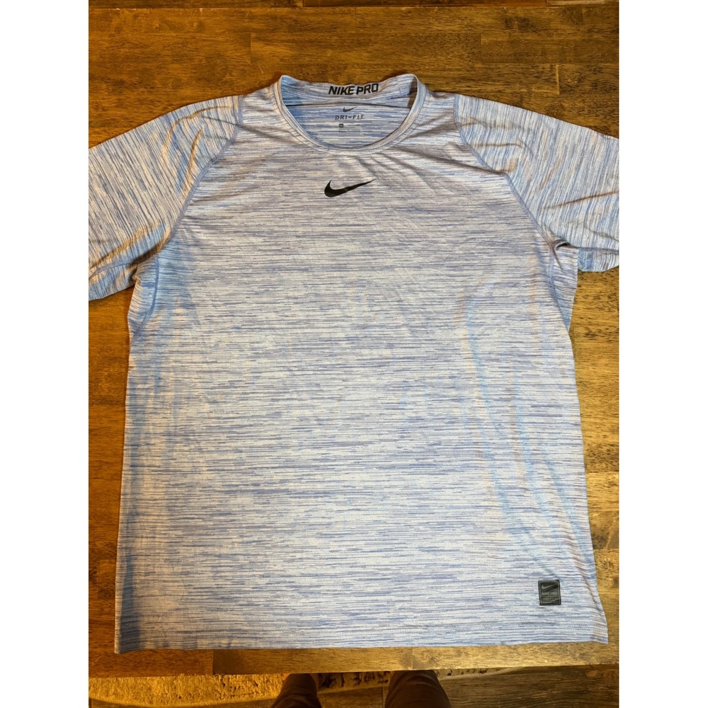 Nike Pro Dri-FIT Mens XXL Blue Space Dye Heathered Training Shirt Short Sleeve